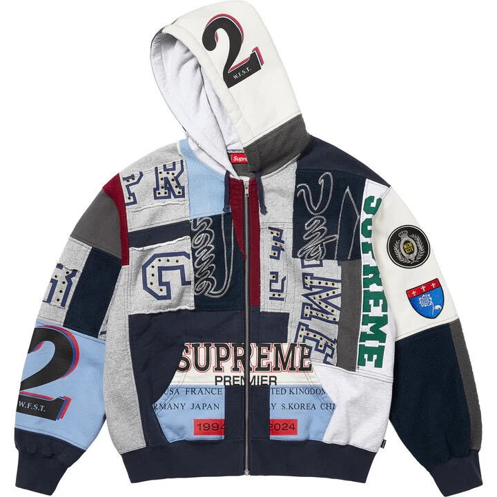 新品　Supreme Patchwork Zip Up Sweatshirt Supreme Patchwork Zip Up Hooded Sweatshirt Navy | eBay