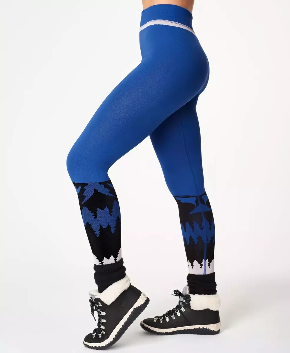 NEW Sweaty Betty Ski Base Layer Leggings SB6216 - Blue Mountain Jacquard -  XS