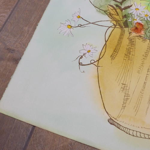 Babette Eddleston Watercolor Floral Flowers in Vase Signed Serigraph - Picture 8 of 13