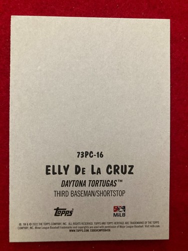 ELLY DE LA CRUZ 2022 Topps Heritage Minors Pack Cover 1973 Prospect #73PC-16 - Picture 4 of 5