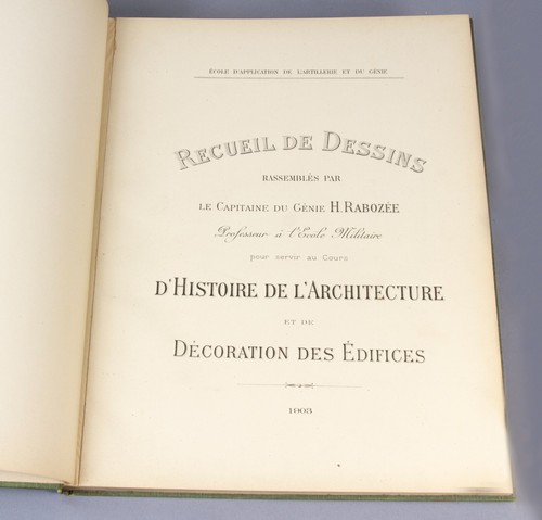 1903 Ecole Militaire Atlas d'Architecture Recueil de Dessins Capitaine Rabozee - Bild 2 von 9
