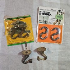 Vintage NOS Decorative S-Hooks  Antique Design Hooks for Planters/Lamps 6 total