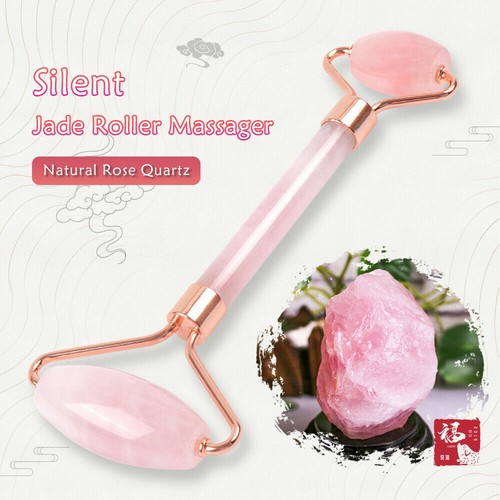 Massager Tool Set Natural Rose Quartz Jade Face Roller+Pink Heart Gua Sha Board - Picture 4 of 12