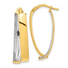 14k Two-tone Gold Polished Hoop Earrings 2.88g, L-30.25mm, W-13.5mm for Mom