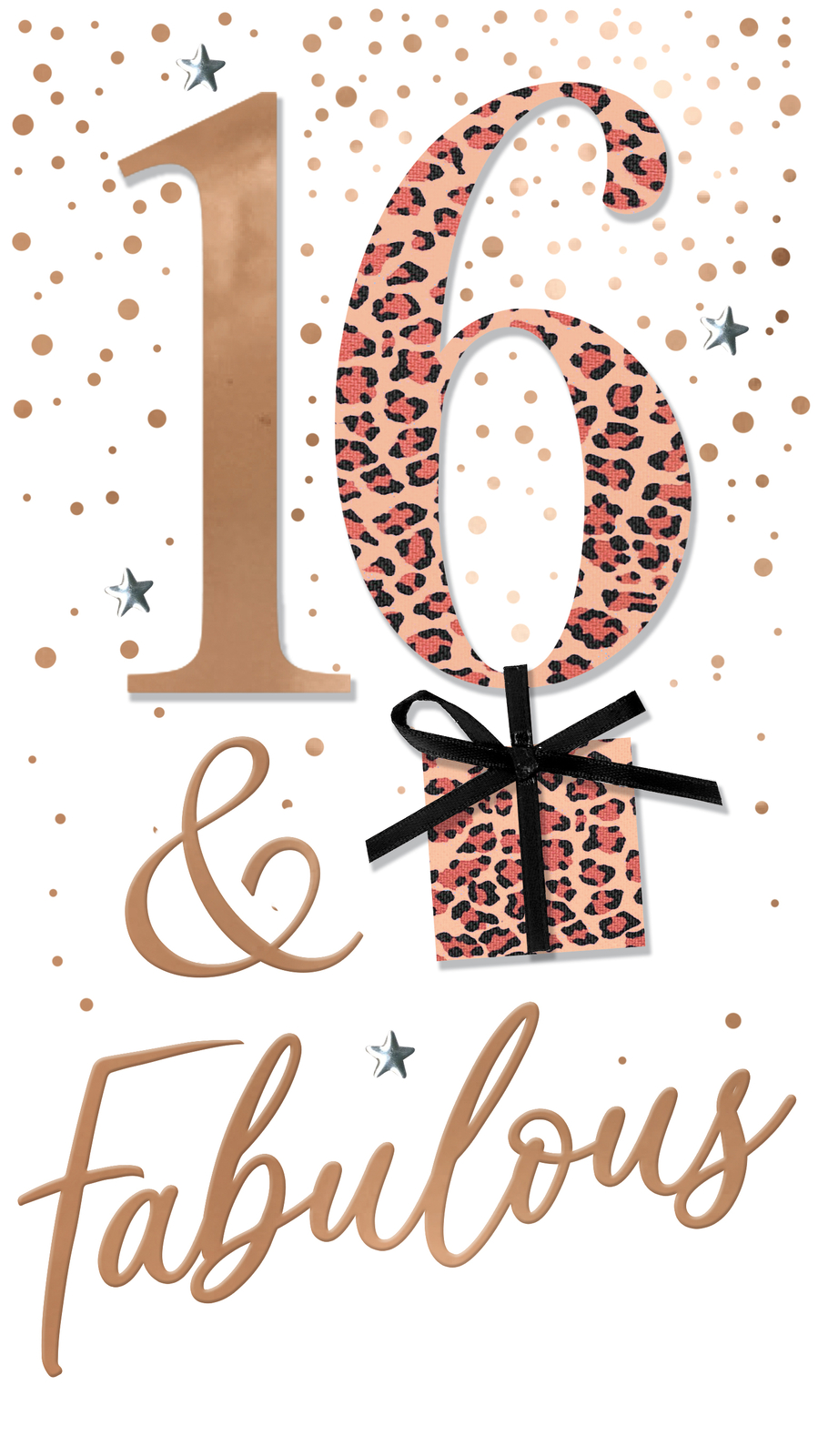 16 & Fabulous 16th Birthday Card Embellished Leopard Print Champagne Greeting Ca