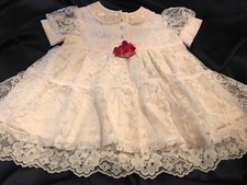 FAB Vintage Evy Cream Lace Fully Lined Fancy Little Girl Dress 12mo made in USA