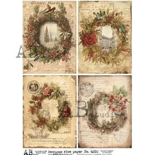 Christmas Wreaths | A4 Rice Paper | Paper for Decoupage | AB Studios