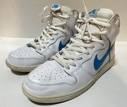 NIKE SB Dunk HIGH PRO White Blue Skateboarding Shoes 2016 881758-141 Mens Sz 13 - Picture 3 of 10