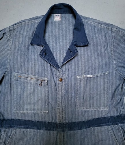 Vtg 50s LEE JEANS Denim Coveralls Two Tone Indigo Workwear Selvedge Indigo - Picture 2 of 10