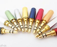 10pcs Gold 3.5mm 3Pole Stereo Male Repair Headphone Metal Audio Connectors