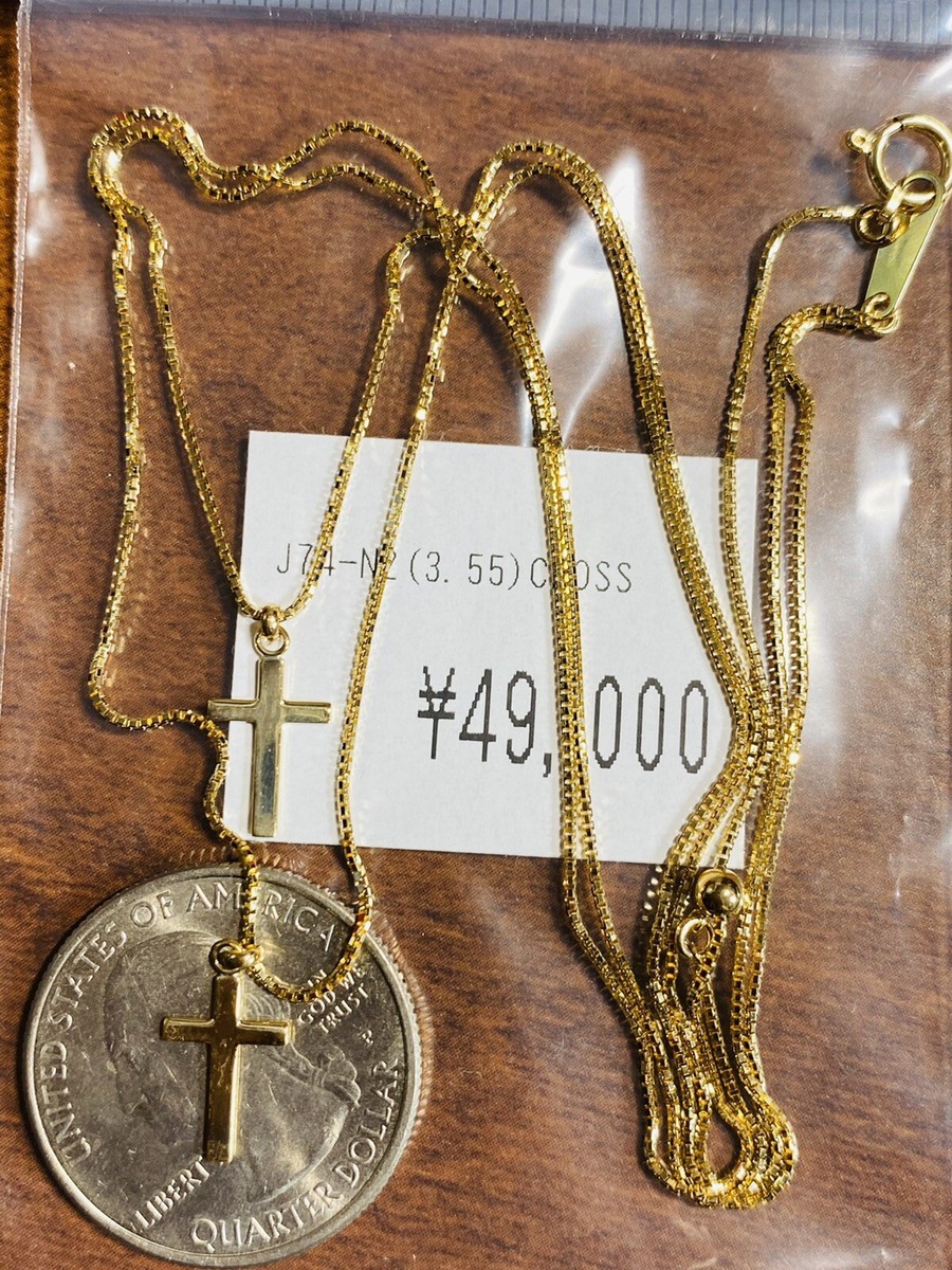 K18 REAL Japan Fine Gold 1 Pc. two Layer Cross Necklace 16” 40cm