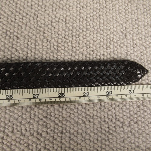 Chaps Leather Belt Size 26 Small Black Brown Solid Weave Reverisble Skinny VTG - Picture 9 of 11