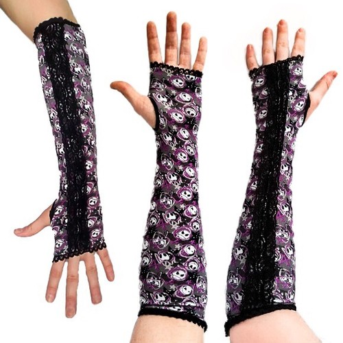 Disney Nightmare Before Christmas Lace Trim Fingerless Gloves - Jack Skellington - 第 1/4 張圖片