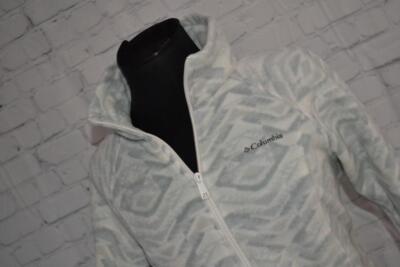 画像 46858-a Columbia Fleece Jacket Full Zip White Gray Polyester Size