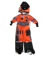 Astronaut Orange Costume w Helmet Child 3-4 Halloween Flight Suit USA Flag NASA