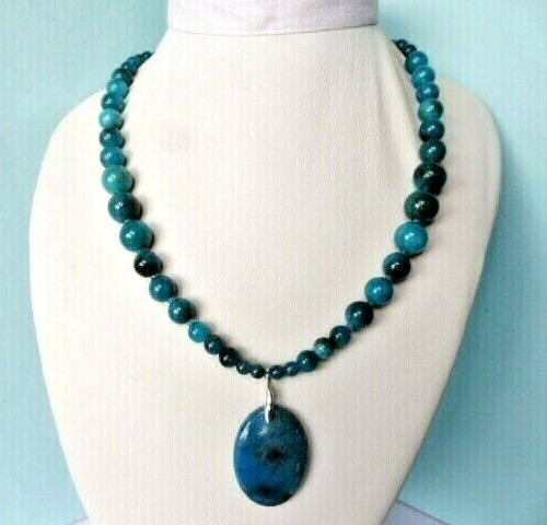 Collier apatite précieuse 200 carats et argent massif | Cadeau d'exception femme 45cm