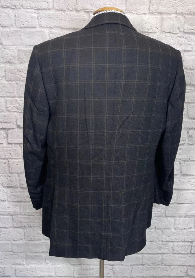 PAL ZILERI HOMBRE 44R MARRÓN VENTANA HECHO EN Italia lana lienzo abrigo deportivo Foto 4 de 4