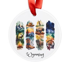 Wyoming Nature-Themed Acrylic Ornament - Personalized Gift - Holiday Decor