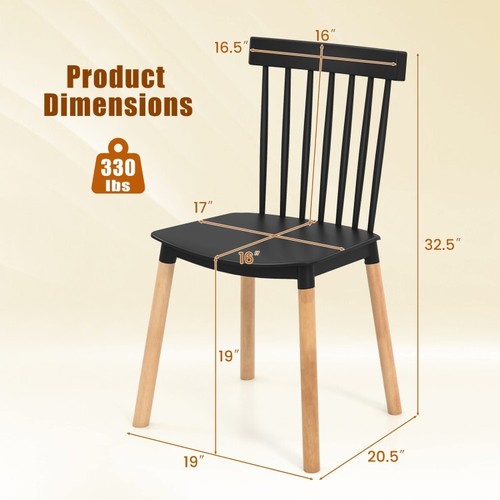 Set of 4 Windsor Dining Side Chair Spindle Back Kitchen Room Chair W/Curved Seat - Picture 9 of 12