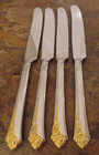 Oneida Golden Damask Rose Cube Set of 4 Dinner Knives Stainless Flatware Lot B