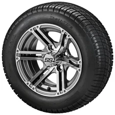 (4) Golf Cart 215/50-12 Deli Street Tires on 12x6 Gunmetal Gray Yukon Wheels