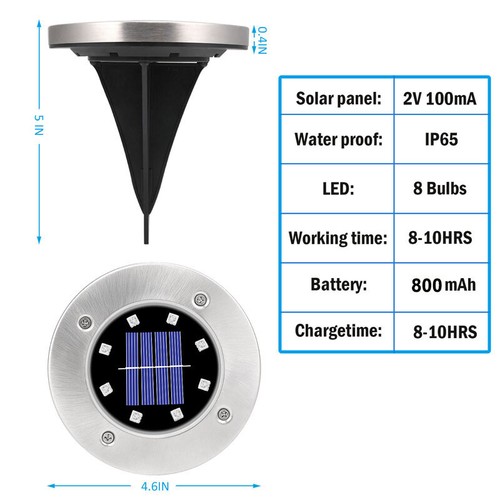LOT Solar In Ground Lights Outdoor Buried Lamp Disk LED Lawn Pathway Garden Lamp - Picture 14 of 52