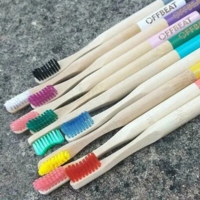 OFFBEAT Bamboo Toothbrush - Individually Wrapped Eco Friendly No BPA Bristles