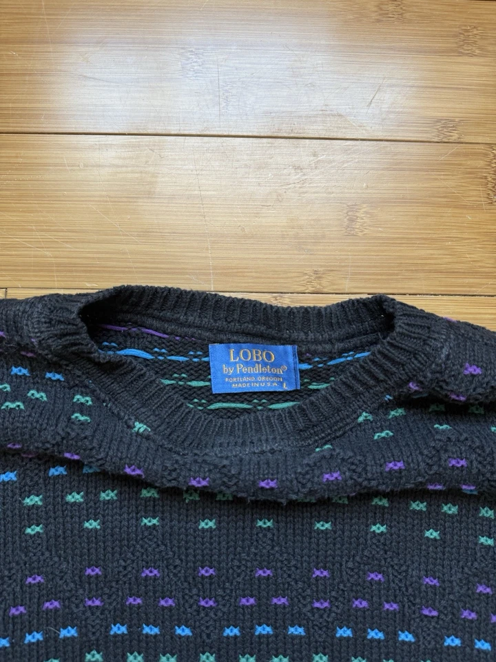 Suéter vintage anos 90 malha pendleton multicolorido estilo vovô tamanho grande - Imagem 2 de 4