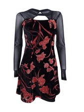 BCBGeneration Women's Floral Burnout Mini Dress (8, Black/Combo)