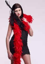 Deluxe Thick Red 1920s Feather Boa Flapper Girl Fancy Dress Accessory