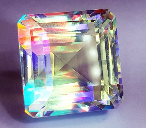 Mystic Quartz Rainbow Color 80 to 85 Ct Square Shape Loose Gemstone Certified - Picture 8 of 9
