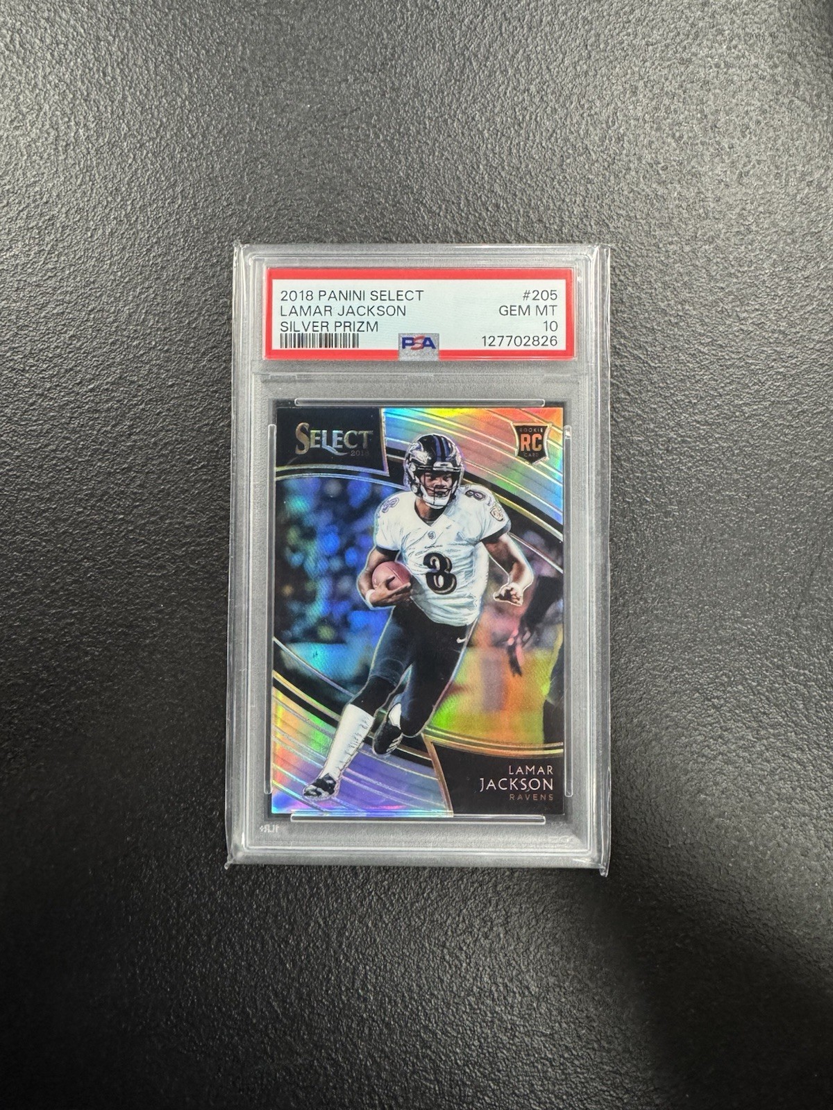 2018 PANINI SELECT SILVER PRIZM #205 LAMAR JACKSON ROOKIE RC PSA 10