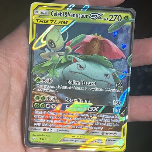 Celebi & Venusaur GX - 1/181 Sun & Moon Team Up Ultra Rare Card Tag Team - NM