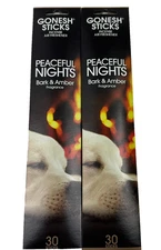 (2) Gonesh Incense Sticks Peaceful Nights Bark & Amber - 30 Sticks Per Pack