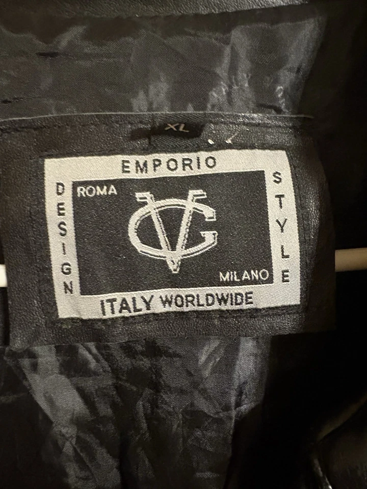 Abrigo Emporio Roma Milano Italia en todo el mundo negro imitación cuero para hombre talla XL Foto 2 de 2