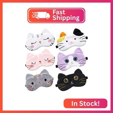 Vicenpal 6 Pcs Kids Sleep Mask Cute Cat Animal Sleeping Eye Cover Soft Lightweig