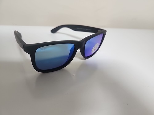 Lentes polarizadas Ray-Ban Justin negro mate marco de goma azul originales envío gratuito - Imagen 11 de 12