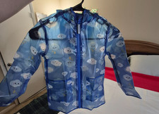 Lily Dan Toddler Rain Jacket Hooded Clouds Print Blue Size S 6-7 NEW