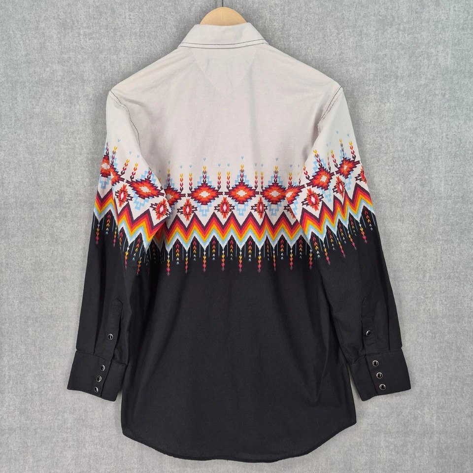 Panhandle Shirt Mens Small Black Aztec Western Pearl Snap Rodeo Southwestern - Image 2 of 4