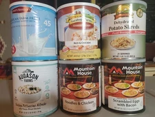 6 Mountain House/Augason Farms Freeze Dried Emergency Camping #10 Can Food #58