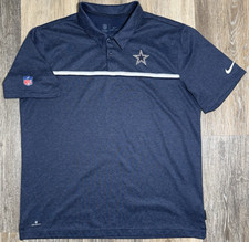 Dallas Cowboys Polo Shirt Men  s Large Nike Dri Fit NFL Football Blue Striped