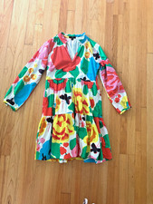 J. Crew Women's Multicolor Floral Long Sleeve Tiered Dress Preppy Garden XXS