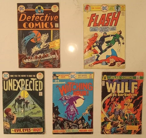 Lot of 5 Vintage 1970s DC Comic Books-Batman, Flash, The Witching Hour & MORE!