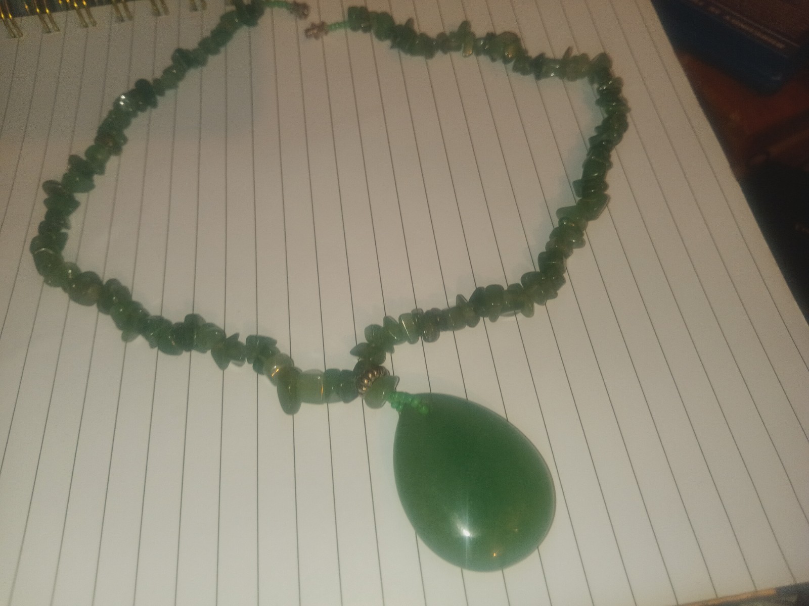 Vintage Pretty Green Jade Jadeite Princess Necklace Estate Jewelry
