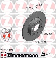 2X Zimmermann Bremsscheibe Hinterachse U.A. FüR Alfa Romeo, Fiat, Jeep