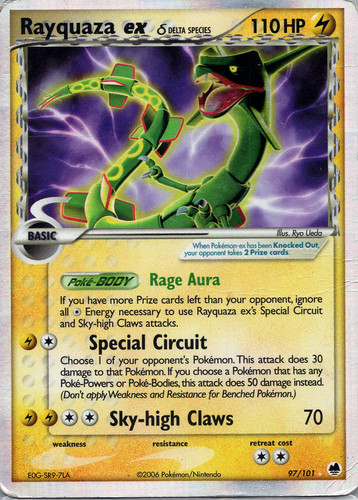 Rayquaza ex (Delta Species) 97/101 EX Dragon Frontiers Holo DMG W/Creases