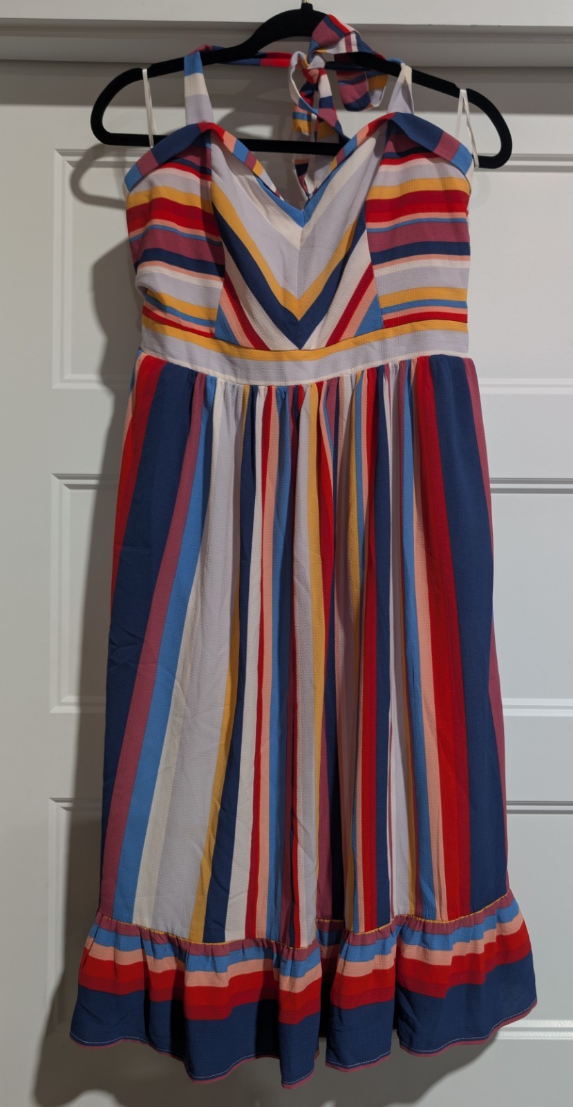 Vestido halter a rayas picante frecuente ModCloth talla L