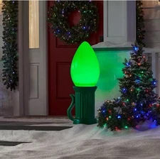 3 ft Battery Operated LED Jumbo GREEN Bulb Holiday Yard Decor Home Accents NEW