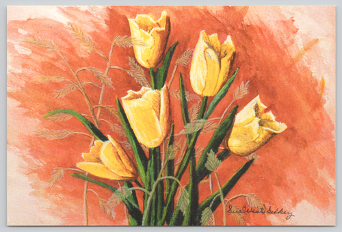 Postal Acuarela Sueños Florales por Sue Silkey Kentucky Escuela para Ciegos
