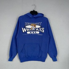 Vintage Kentucky Wildcats Hoodie Mens Large Blue NCAA Basketball Chalk Line 90s